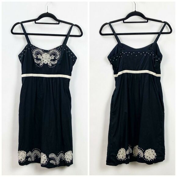 Anthropologie Moulinette Soeurs 4 Womens Black Embroidered Atwitter Tank Dress - Picture 1 of 7